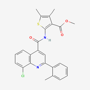 molecular formula C25H21ClN2O3S B4792517 methyl 2-({[8-chloro-2-(2-methylphenyl)-4-quinolinyl]carbonyl}amino)-4,5-dimethyl-3-thiophenecarboxylate 