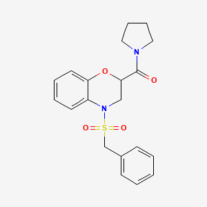 molecular formula C20H22N2O4S B4792522 4-(benzylsulfonyl)-2-(1-pyrrolidinylcarbonyl)-3,4-dihydro-2H-1,4-benzoxazine 
