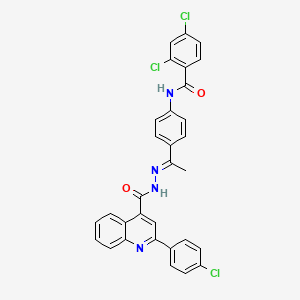 2,4-dichloro-N-[4-(N-{[2-(4-chlorophenyl)-4-quinolinyl]carbonyl}ethanehydrazonoyl)phenyl]benzamide