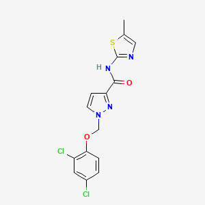 molecular formula C15H12Cl2N4O2S B4792612 1-[(2,4-dichlorophenoxy)methyl]-N-(5-methyl-1,3-thiazol-2-yl)-1H-pyrazole-3-carboxamide 