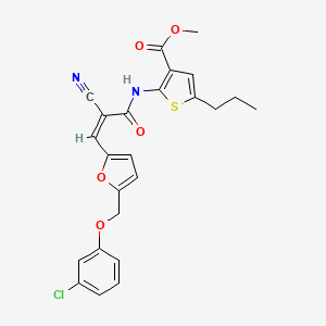 molecular formula C24H21ClN2O5S B4792627 methyl 2-[(3-{5-[(3-chlorophenoxy)methyl]-2-furyl}-2-cyanoacryloyl)amino]-5-propyl-3-thiophenecarboxylate 