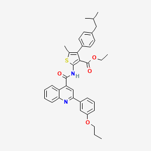 molecular formula C37H38N2O4S B4792631 ethyl 4-(4-isobutylphenyl)-5-methyl-2-({[2-(3-propoxyphenyl)-4-quinolinyl]carbonyl}amino)-3-thiophenecarboxylate 