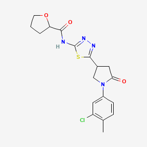 molecular formula C18H19ClN4O3S B4792641 N-{5-[1-(3-chloro-4-methylphenyl)-5-oxo-3-pyrrolidinyl]-1,3,4-thiadiazol-2-yl}tetrahydro-2-furancarboxamide 