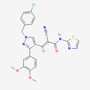 molecular formula C25H20ClN5O3S B4792684 3-[1-(4-chlorobenzyl)-3-(3,4-dimethoxyphenyl)-1H-pyrazol-4-yl]-2-cyano-N-1,3-thiazol-2-ylacrylamide 