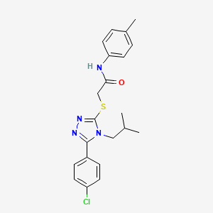 molecular formula C21H23ClN4OS B4792745 2-{[5-(4-chlorophenyl)-4-isobutyl-4H-1,2,4-triazol-3-yl]thio}-N-(4-methylphenyl)acetamide 