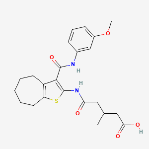 molecular formula C23H28N2O5S B4792784 5-[(3-{[(3-methoxyphenyl)amino]carbonyl}-5,6,7,8-tetrahydro-4H-cyclohepta[b]thien-2-yl)amino]-3-methyl-5-oxopentanoic acid 