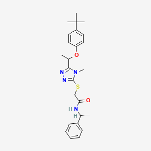 molecular formula C25H32N4O2S B4792791 2-({5-[1-(4-tert-butylphenoxy)ethyl]-4-methyl-4H-1,2,4-triazol-3-yl}thio)-N-(1-phenylethyl)acetamide 