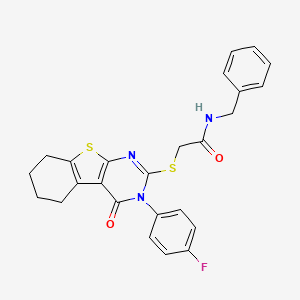 molecular formula C25H22FN3O2S2 B4792793 N-benzyl-2-{[3-(4-fluorophenyl)-4-oxo-3,4,5,6,7,8-hexahydro[1]benzothieno[2,3-d]pyrimidin-2-yl]thio}acetamide 