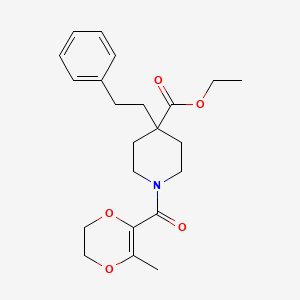 molecular formula C22H29NO5 B4792840 ethyl 1-[(3-methyl-5,6-dihydro-1,4-dioxin-2-yl)carbonyl]-4-(2-phenylethyl)-4-piperidinecarboxylate 