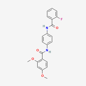 molecular formula C22H19FN2O4 B4792848 N-{4-[(2-fluorobenzoyl)amino]phenyl}-2,4-dimethoxybenzamide 
