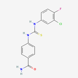 molecular formula C14H11ClFN3OS B4792869 4-({[(3-chloro-4-fluorophenyl)amino]carbonothioyl}amino)benzamide 