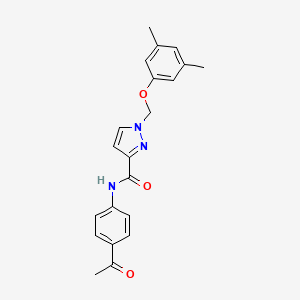 molecular formula C21H21N3O3 B4792897 N-(4-acetylphenyl)-1-[(3,5-dimethylphenoxy)methyl]-1H-pyrazole-3-carboxamide 