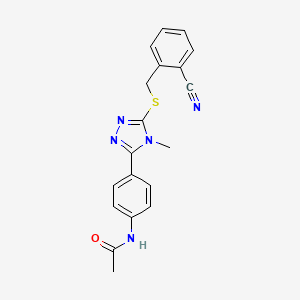 molecular formula C19H17N5OS B4792898 N-(4-{5-[(2-cyanobenzyl)thio]-4-methyl-4H-1,2,4-triazol-3-yl}phenyl)acetamide 