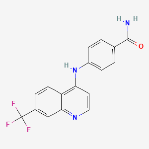 molecular formula C17H12F3N3O B4792926 4-{[7-(trifluoromethyl)-4-quinolinyl]amino}benzamide 