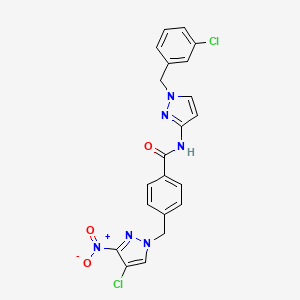 molecular formula C21H16Cl2N6O3 B4792929 N-[1-(3-chlorobenzyl)-1H-pyrazol-3-yl]-4-[(4-chloro-3-nitro-1H-pyrazol-1-yl)methyl]benzamide 