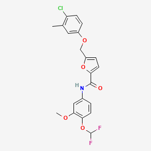 molecular formula C21H18ClF2NO5 B4792937 5-[(4-chloro-3-methylphenoxy)methyl]-N-[4-(difluoromethoxy)-3-methoxyphenyl]-2-furamide 