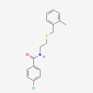 molecular formula C17H18ClNOS B4792949 4-chloro-N-{2-[(2-methylbenzyl)thio]ethyl}benzamide 