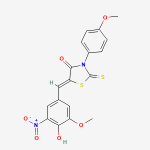molecular formula C18H14N2O6S2 B4792961 5-(4-hydroxy-3-methoxy-5-nitrobenzylidene)-3-(4-methoxyphenyl)-2-thioxo-1,3-thiazolidin-4-one 
