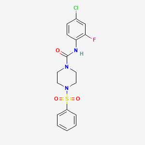 molecular formula C17H17ClFN3O3S B4792962 N-(4-chloro-2-fluorophenyl)-4-(phenylsulfonyl)-1-piperazinecarboxamide 