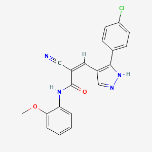 molecular formula C20H15ClN4O2 B4793022 3-[3-(4-chlorophenyl)-1H-pyrazol-4-yl]-2-cyano-N-(2-methoxyphenyl)acrylamide 