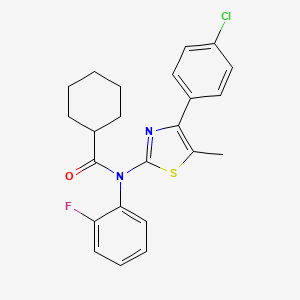 molecular formula C23H22ClFN2OS B4793050 N-[4-(4-chlorophenyl)-5-methyl-1,3-thiazol-2-yl]-N-(2-fluorophenyl)cyclohexanecarboxamide 