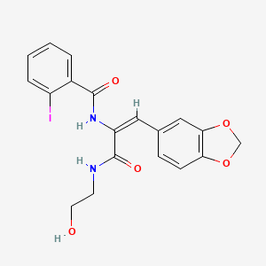 molecular formula C19H17IN2O5 B4793068 N-(2-(1,3-benzodioxol-5-yl)-1-{[(2-hydroxyethyl)amino]carbonyl}vinyl)-2-iodobenzamide 