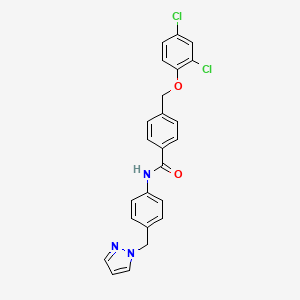 molecular formula C24H19Cl2N3O2 B4793161 4-[(2,4-dichlorophenoxy)methyl]-N-[4-(1H-pyrazol-1-ylmethyl)phenyl]benzamide 