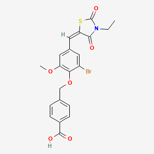 4-({2-bromo-4-[(3-ethyl-2,4-dioxo-1,3-thiazolidin-5-ylidene)methyl]-6-methoxyphenoxy}methyl)benzoic acid