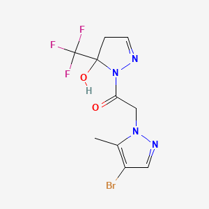 molecular formula C10H10BrF3N4O2 B4793189 1-[(4-bromo-5-methyl-1H-pyrazol-1-yl)acetyl]-5-(trifluoromethyl)-4,5-dihydro-1H-pyrazol-5-ol 