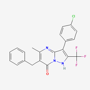 molecular formula C21H15ClF3N3O B4793205 6-benzyl-3-(4-chlorophenyl)-5-methyl-2-(trifluoromethyl)pyrazolo[1,5-a]pyrimidin-7(4H)-one 