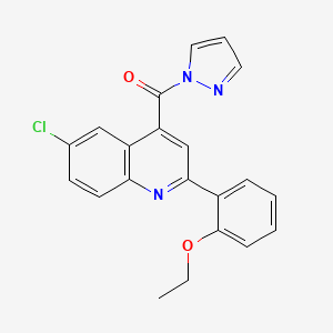 molecular formula C21H16ClN3O2 B4793233 6-chloro-2-(2-ethoxyphenyl)-4-(1H-pyrazol-1-ylcarbonyl)quinoline 
