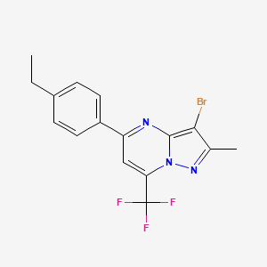 molecular formula C16H13BrF3N3 B4793253 3-bromo-5-(4-ethylphenyl)-2-methyl-7-(trifluoromethyl)pyrazolo[1,5-a]pyrimidine 