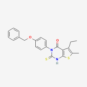 molecular formula C22H20N2O2S2 B4793272 3-[4-(benzyloxy)phenyl]-5-ethyl-2-mercapto-6-methylthieno[2,3-d]pyrimidin-4(3H)-one 
