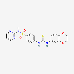 molecular formula C19H17N5O4S2 B4793274 4-{[(2,3-dihydro-1,4-benzodioxin-6-ylamino)carbonothioyl]amino}-N-2-pyrimidinylbenzenesulfonamide 