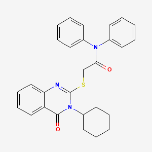 2-[(3-cyclohexyl-4-oxo-3,4-dihydro-2-quinazolinyl)thio]-N,N-diphenylacetamide