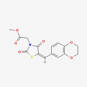 molecular formula C15H13NO6S B4793333 methyl [5-(2,3-dihydro-1,4-benzodioxin-6-ylmethylene)-2,4-dioxo-1,3-thiazolidin-3-yl]acetate 