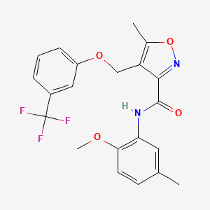 molecular formula C21H19F3N2O4 B4793346 N-(2-methoxy-5-methylphenyl)-5-methyl-4-{[3-(trifluoromethyl)phenoxy]methyl}-3-isoxazolecarboxamide 