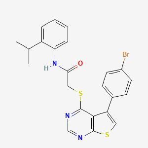 molecular formula C23H20BrN3OS2 B4793358 2-{[5-(4-bromophenyl)thieno[2,3-d]pyrimidin-4-yl]thio}-N-(2-isopropylphenyl)acetamide 