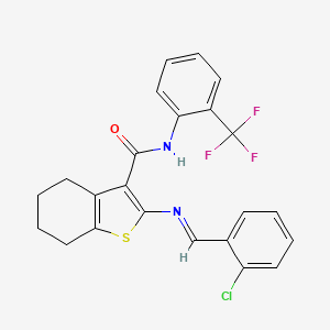 molecular formula C23H18ClF3N2OS B4793388 2-[(2-chlorobenzylidene)amino]-N-[2-(trifluoromethyl)phenyl]-4,5,6,7-tetrahydro-1-benzothiophene-3-carboxamide 