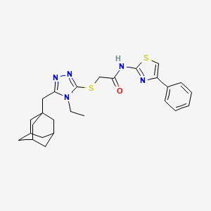 molecular formula C26H31N5OS2 B4793400 2-{[5-(1-adamantylmethyl)-4-ethyl-4H-1,2,4-triazol-3-yl]thio}-N-(4-phenyl-1,3-thiazol-2-yl)acetamide 