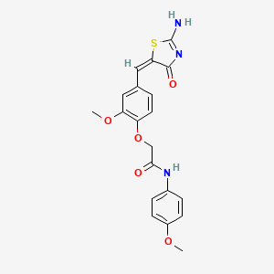 molecular formula C20H19N3O5S B4793472 2-{4-[(2-imino-4-oxo-1,3-thiazolidin-5-ylidene)methyl]-2-methoxyphenoxy}-N-(4-methoxyphenyl)acetamide 