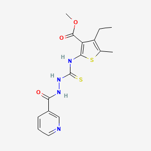 molecular formula C16H18N4O3S2 B4793480 methyl 4-ethyl-5-methyl-2-({[2-(3-pyridinylcarbonyl)hydrazino]carbonothioyl}amino)-3-thiophenecarboxylate 