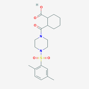 molecular formula C20H28N2O5S B4793560 2-({4-[(2,5-dimethylphenyl)sulfonyl]-1-piperazinyl}carbonyl)cyclohexanecarboxylic acid 