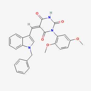 molecular formula C28H23N3O5 B4793573 5-[(1-benzyl-1H-indol-3-yl)methylene]-1-(2,5-dimethoxyphenyl)-2,4,6(1H,3H,5H)-pyrimidinetrione 