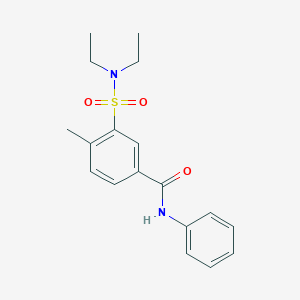 molecular formula C18H22N2O3S B4793668 3-[(diethylamino)sulfonyl]-4-methyl-N-phenylbenzamide 