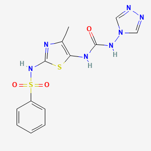 molecular formula C13H13N7O3S2 B4793672 N-(4-methyl-5-{[(4H-1,2,4-triazol-4-ylamino)carbonyl]amino}-1,3-thiazol-2-yl)benzenesulfonamide 