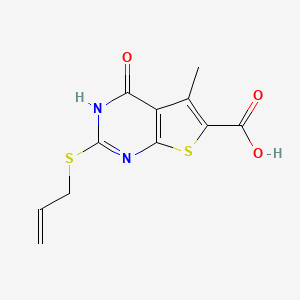 molecular formula C11H10N2O3S2 B4793679 2-(allylthio)-5-methyl-4-oxo-3,4-dihydrothieno[2,3-d]pyrimidine-6-carboxylic acid 