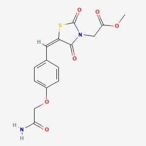 molecular formula C15H14N2O6S B4793682 methyl {5-[4-(2-amino-2-oxoethoxy)benzylidene]-2,4-dioxo-1,3-thiazolidin-3-yl}acetate 