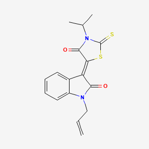 molecular formula C17H16N2O2S2 B4793683 1-allyl-3-(3-isopropyl-4-oxo-2-thioxo-1,3-thiazolidin-5-ylidene)-1,3-dihydro-2H-indol-2-one 