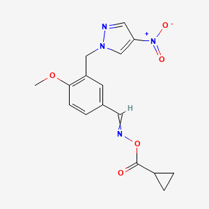 molecular formula C16H16N4O5 B4793715 4-methoxy-3-[(4-nitro-1H-pyrazol-1-yl)methyl]benzaldehyde O-(cyclopropylcarbonyl)oxime 